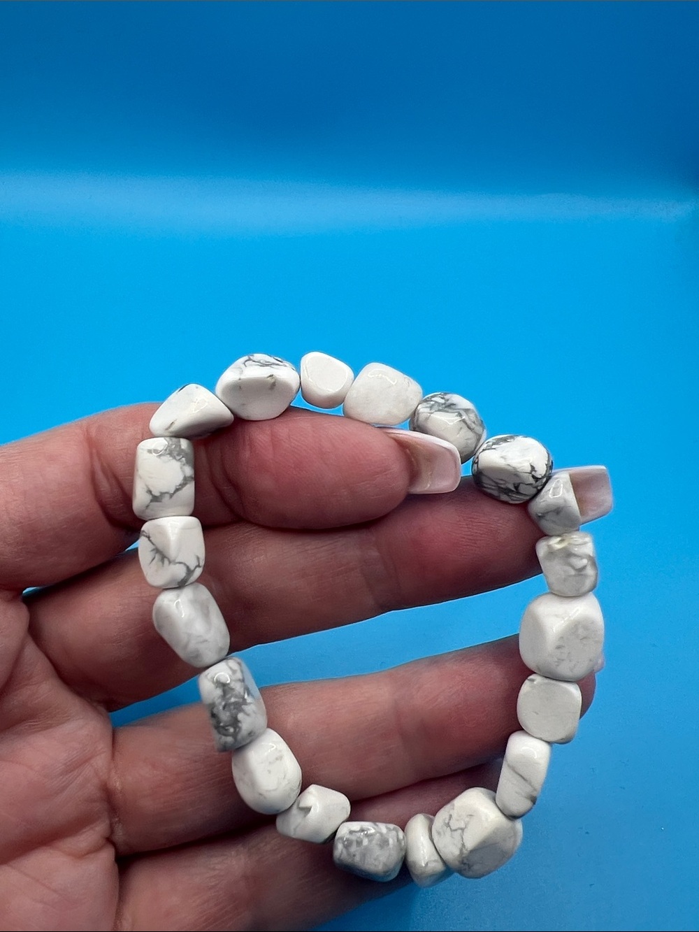 White Howlite Nugget Bead Stretch Bracelet - Women Jewelry